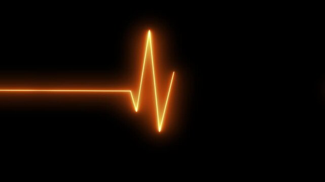 Neon ekg heartbeat waveform animation on black background