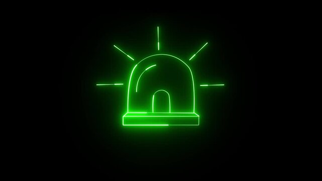 Neon effect Siren lamp icon. Ambulance siren icon on the black background.