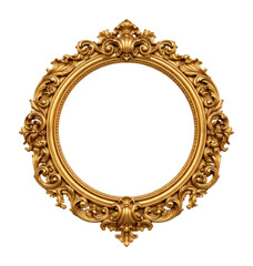 PNG Ornate golden vintage round frame.
