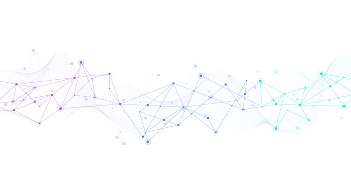 Abstract vector background with connected dots and lines forming a gradient network structure, representing technology, data, and communication for modern designs