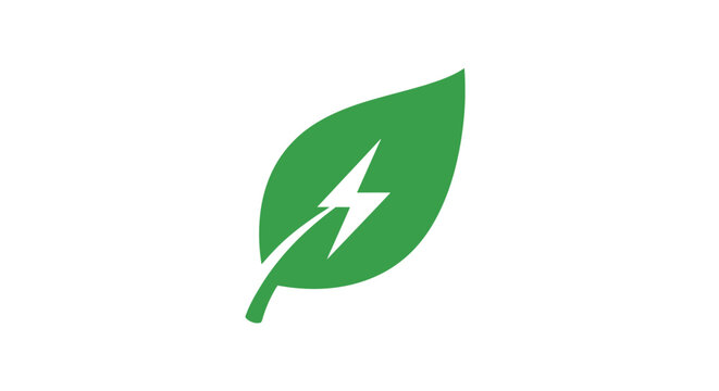 Green leaf with lightning bolt symbol.