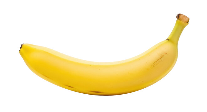 Ripe yellow banana isolated PNG, tropical fruit on transparent background for healthy eating and dessert concepts