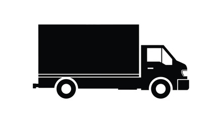 Simple black silhouette of a delivery or moving truck side view