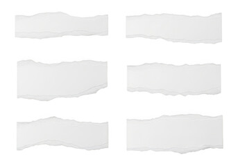 Fototapeta premium Six white blank paper sheets with wavy edges isolated on transparent background