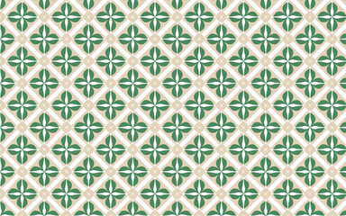 Fototapeta premium Seamless geometric floral lattice pattern with green leaves and diamond grid