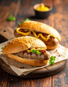Bratwurst im Br&ouml;tchen mit Senf