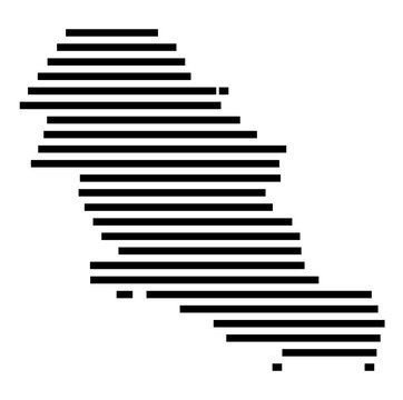 Symbol Map of the city Bleckede (Niedersachsen, Germany) showing the area of the city with just a few black horizontal lines