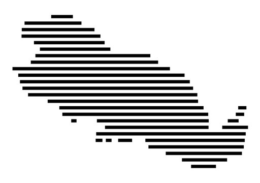 Symbol Map of the city Staufenberg (Niedersachsen, Germany) showing the area of the city with just a few black horizontal lines