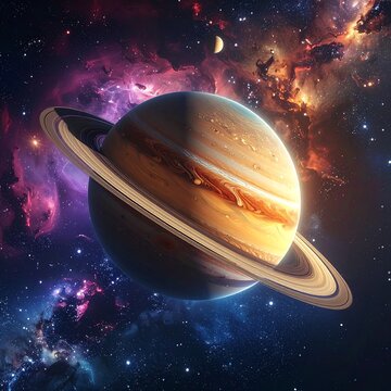 Saturns Majestic Rings - A Cosmic Dance in the Nebulas Embrace.