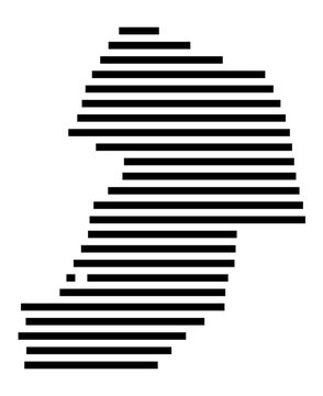Symbol Map of the city Hopsten (Nordrhein-Westfalen, Germany) showing the area of the city with just a few black horizontal lines