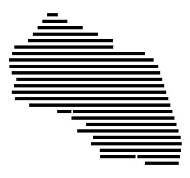 Symbol Map of the city Saerbeck (Nordrhein-Westfalen, Germany) showing the area of the city with just a few black horizontal lines