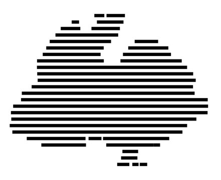 Symbol Map of the city Heringen (Werra) (Hessen, Germany) showing the area of the city with just a few black horizontal lines