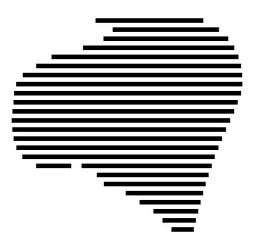 Symbol Map of the city Altrip (Rheinland-Pfalz, Germany) showing the area of the city with just a few black horizontal lines