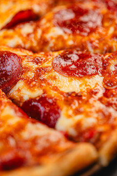 Close up of pepperoni pizza