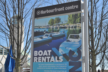 Obraz premium Boat Rentals post at Harbourfront Centre, Toronto