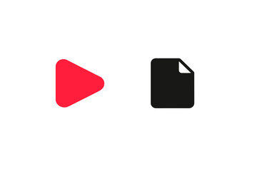 A vector illustration featuring a red play button icon with rounded