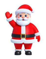 Obraz premium 3 D Rendered Santa Claus Waving with Red Suit and transparent... isolated on a transparent background