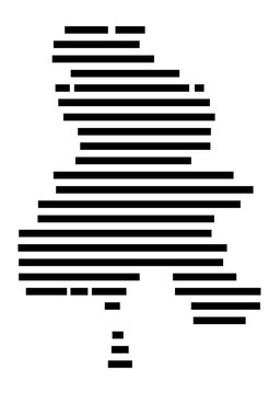 Symbol Map of the city Essingen (Baden-W&uuml;rttemberg, Germany) showing the area of the city with just a few black horizontal lines