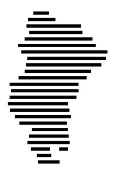Symbol Map of the city Kappelrodeck (Baden-W&uuml;rttemberg, Germany) showing the area of the city with just a few black horizontal lines
