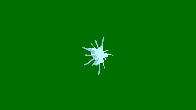 Liquid splash explosion FX on green screen, hand drawn shapes, flash fluid wave motion, bubble particles, comic style energy blast,  dynamic flash fx, explosions 2D spark burst light effects.  4K