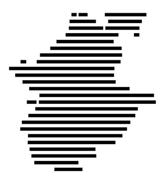 Symbol Map of the city Neuenstein (Baden-W&uuml;rttemberg, Germany) showing the area of the city with just a few black horizontal lines