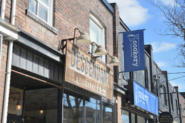 Obraz premium signs for Descendant Detroit Style Pizza and Cookery, a kitchen supply store, located at 1168 and 1170 Queen St E, Toronto
