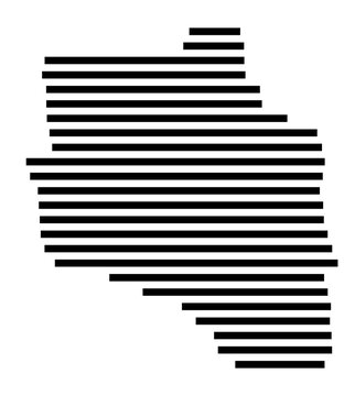 Symbol Map of the city Sulzfeld (Baden-W&uuml;rttemberg, Germany) showing the area of the city with just a few black horizontal lines