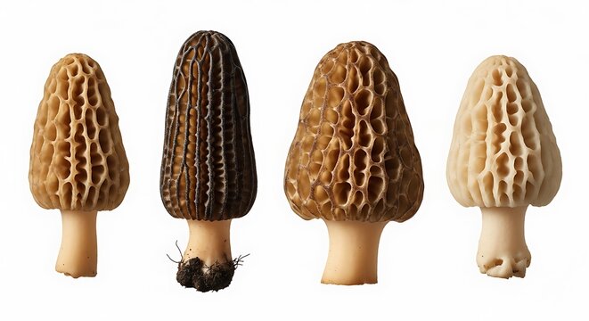 Freshly harvested edible morel mushrooms showcasing their unique textured caps and earthy spring bounty