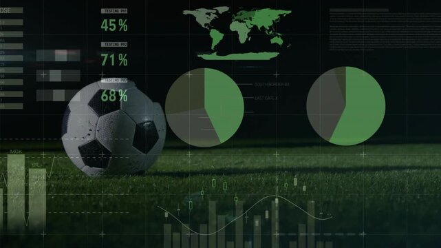 Sports HUD animating over pitch while player legs entering, overlapping HUD, preparing soccer shot