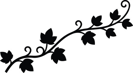 Black silhouette of vine with leaves on transparent background for decoration and design © Be Creative