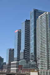 Naklejka premium looking northwest to The Well mixed-use complex at 486 Front St W from Spadina Avenue Bridge, Toronto