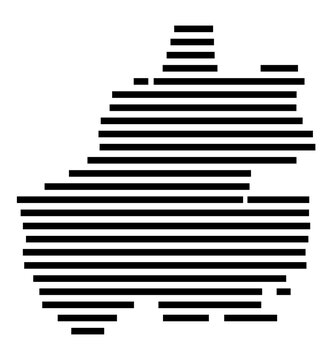 Symbol Map of the city Arnstein (Bayern, Germany) showing the area of the city with just a few black horizontal lines