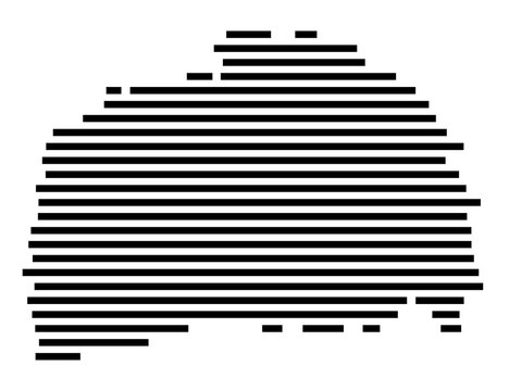 Symbol Map of the city Dettelbach (Bayern, Germany) showing the area of the city with just a few black horizontal lines