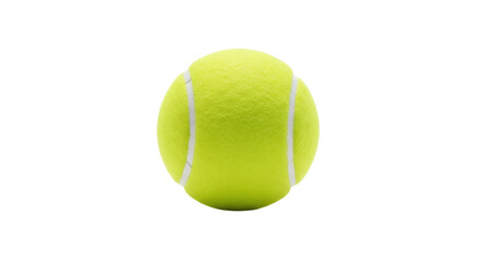 Bright yellow tennis ball PNG isolated on transparent background, sports equipment for recreation and competitive play