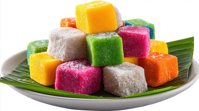 transparent indonesian cenil tapioca cubes with coconut
