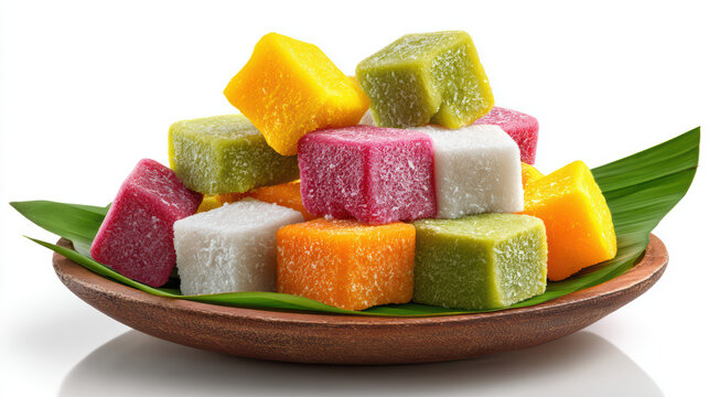 transparent indonesian cenil tapioca cubes with coconut