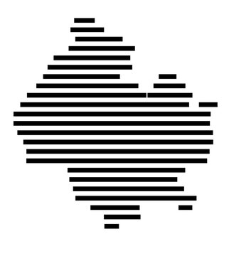 Symbol Map of the city Garching a.d.Alz (Bayern, Germany) showing the area of the city with just a few black horizontal lines