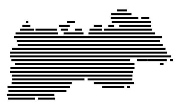 Symbol Map of the city Grafenw&ouml;hr (Bayern, Germany) showing the area of the city with just a few black horizontal lines