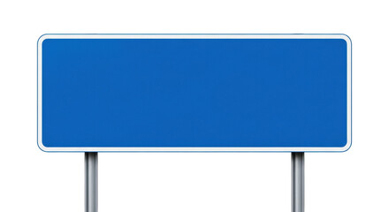 Blank blue road sign isolated PNG, traffic information board for travel directions and advertising purposes © Luca