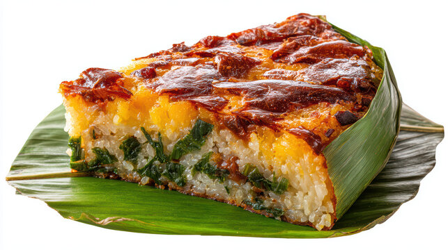 delicious filipino bibingka rice cake baked in banana leaves