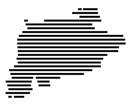 Symbol Map of the city Jettingen-Scheppach (Bayern, Germany) showing the area of the city with just a few black horizontal lines