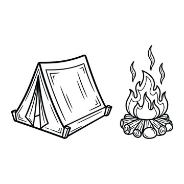 Tent Campfire Outdoor Recreation Scene Commercial Use
