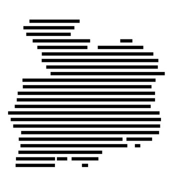 Symbol Map of the city Monheim (Bayern, Germany) showing the area of the city with just a few black horizontal lines