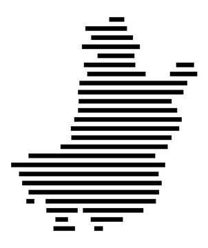 Symbol Map of the city Naila (Bayern, Germany) showing the area of the city with just a few black horizontal lines