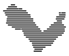 Fototapeta premium Symbol Map of the city Ruhstorf a.d.Rott (Bayern, Germany) showing the area of the city with just a few black horizontal lines