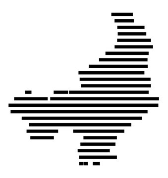 Symbol Map of the city Windsbach (Bayern, Germany) showing the area of the city with just a few black horizontal lines