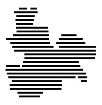 Symbol Map of the city Calau (Brandenburg, Germany) showing the area of the city with just a few black horizontal lines