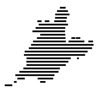 Symbol Map of the city Kremmen (Brandenburg, Germany) showing the area of the city with just a few black horizontal lines