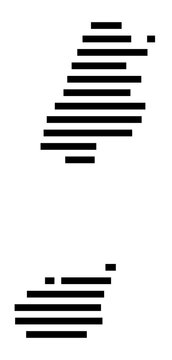 Symbol Map of the city Grabow (Mecklenburg-Vorpommern, Germany) showing the area of the city with just a few black horizontal lines
