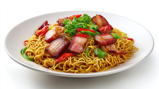 transparent malaysian wan tan mee wonton noodles dish